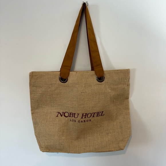 Nobu Hotel Burlap Linen Beach Tote Bag - Picture 1 of 5